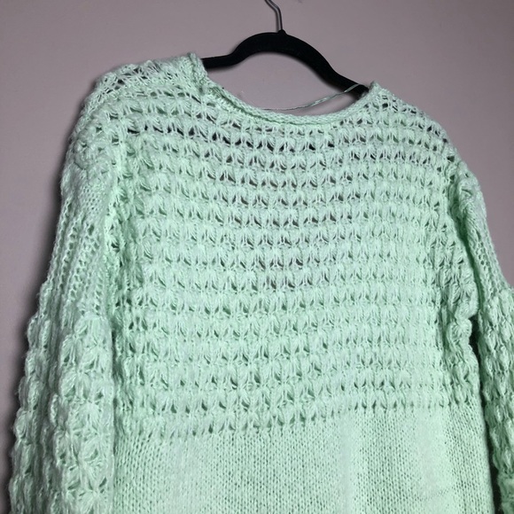 NWT Free People open knit mint spring sweater - Picture 8 of 8